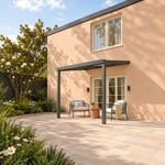 Terrasoverkapping Plus 3 x 2,5 meter antraciet opaal polycarbonaat moderne goot – rechter zijaanzicht