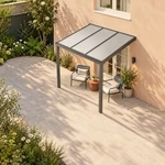 Terrasoverkapping Plus 3 x 2,5 meter antraciet opaal polycarbonaat moderne goot – dakaanzicht