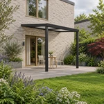 Terrasoverkapping Plus 3 x 3,5 meter matzwart opaal polycarbonaat moderne goot – overzicht