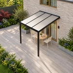 Terrasoverkapping Plus 3 x 3,5 meter matzwart opaal polycarbonaat moderne goot – dakaanzicht