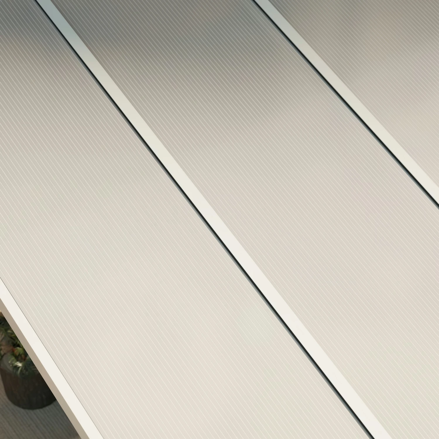 Terrasoverkapping Plus 3 x 4 meter mat wit opaal polycarbonaat moderne goot – Dakaanzicht