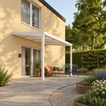 Terrasoverkapping Plus 4 x 2,5 meter mat wit opaal polycarbonaat moderne goot – Overzicht
