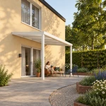 Terrasoverkapping Plus 4 x 2,5 meter mat wit opaal polycarbonaat moderne goot – Leefbeeld