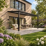 Terrasoverkapping Plus 5 x 3,5 meter matzwart opaal polycarbonaat moderne goot – overzicht