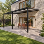 Terrasoverkapping Plus 6 x 4 meter matzwart opaal polycarbonaat moderne goot – rechter zijaanzicht