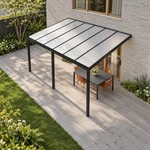 Terrasoverkapping Plus 6 x 4 meter matzwart opaal polycarbonaat moderne goot – dakaanzicht