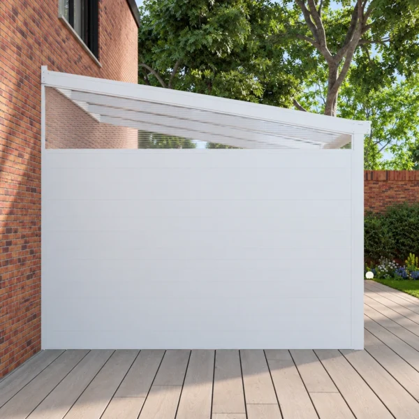 Zijwand: aluminium panelen met heldere zijspie