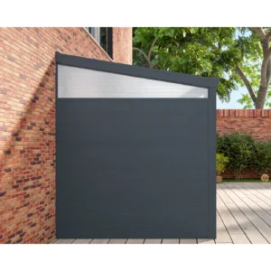 Zijwand: aluminium panelen met opale zijspie