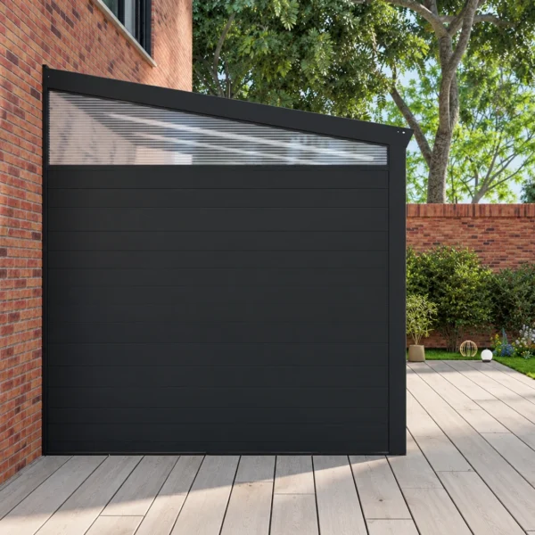 Zijwand: aluminium panelen met heldere zijspie