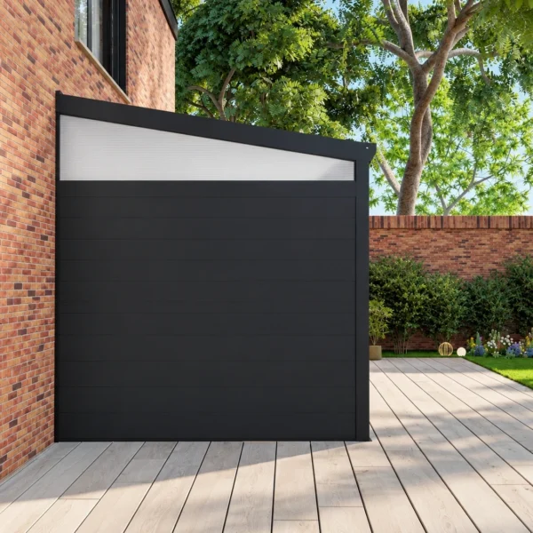 Zijwand: aluminium panelen met opale zijspie