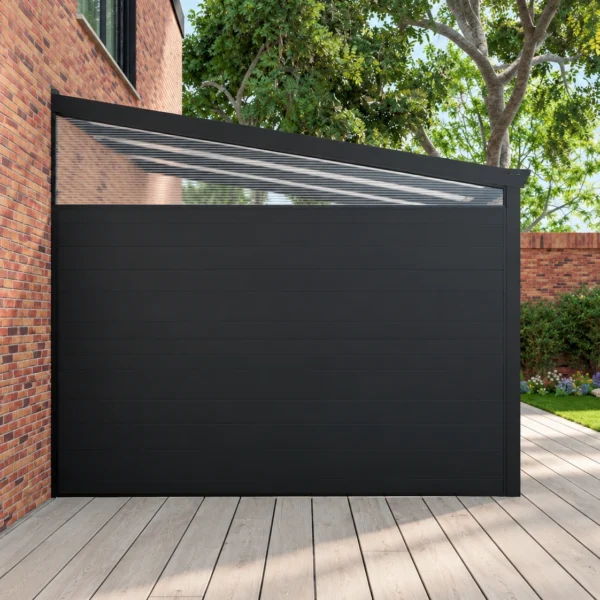Zijwand: aluminium panelen met heldere zijspie