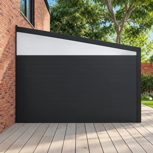 Zijwand: aluminium panelen met opale zijspie
