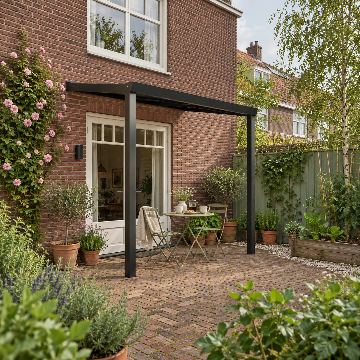 Terrasoverkapping Plus 3 x 2,5 meter matzwart opaal polycarbonaat moderne goot – overzicht Terrasoverkapping Plus 3 x 2,5 meter matzwart opaal polycarbonaat moderne goot – overzicht