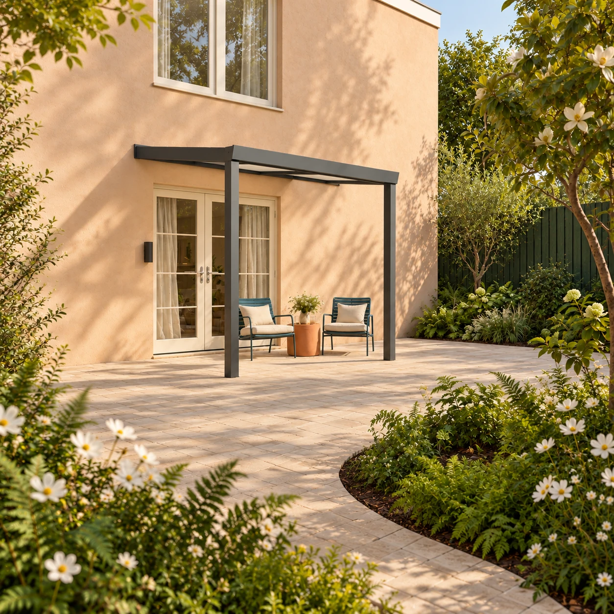 Terrasoverkapping Plus 3 x 2,5 meter antraciet opaal polycarbonaat moderne goot – overzicht Terrasoverkapping Plus 3 x 2,5 meter antraciet opaal polycarbonaat moderne goot – overzicht