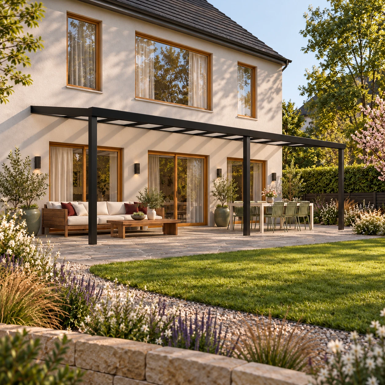 Terrasoverkapping Plus 10 x 3 meter matzwart opaal polycarbonaat moderne goot – Overzicht Terrasoverkapping Plus 10 x 3 meter matzwart opaal polycarbonaat moderne goot – Overzicht