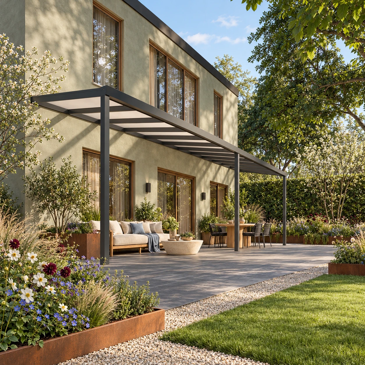 Terrasoverkapping Plus 12 x 2,5 meter antraciet opaal polycarbonaat moderne goot – Overzicht Terrasoverkapping Plus 12 x 2,5 meter antraciet opaal polycarbonaat moderne goot – Overzicht