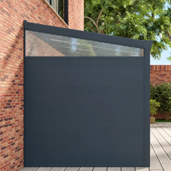 Zijwand: aluminium panelen met heldere zijspie