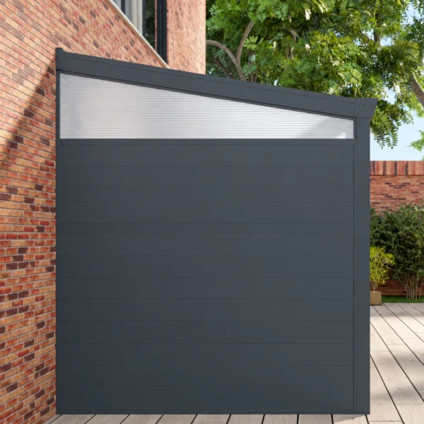 Zijwand: aluminium panelen met opale zijspie