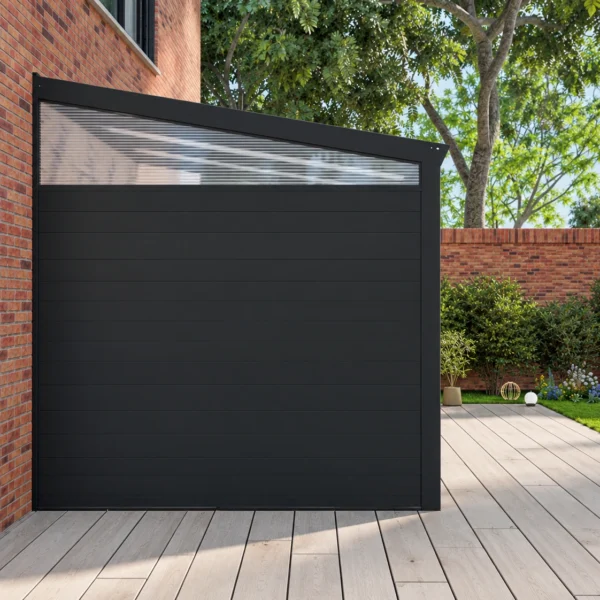 Zijwand: aluminium panelen met heldere zijspie