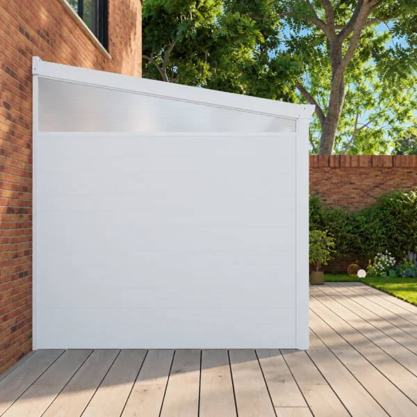 Zijwand: aluminium panelen met opale zijspie