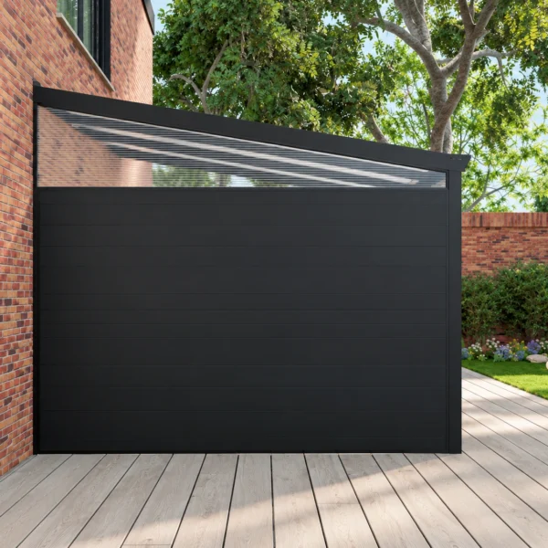 Zijwand: aluminium panelen met heldere zijspie