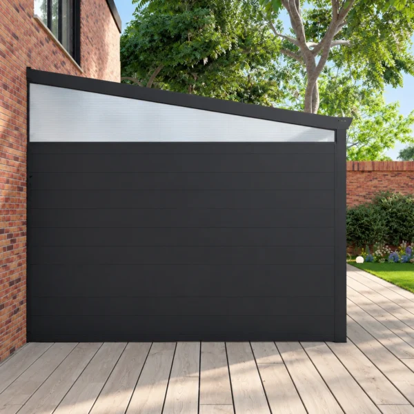Zijwand: aluminium panelen met opale zijspie